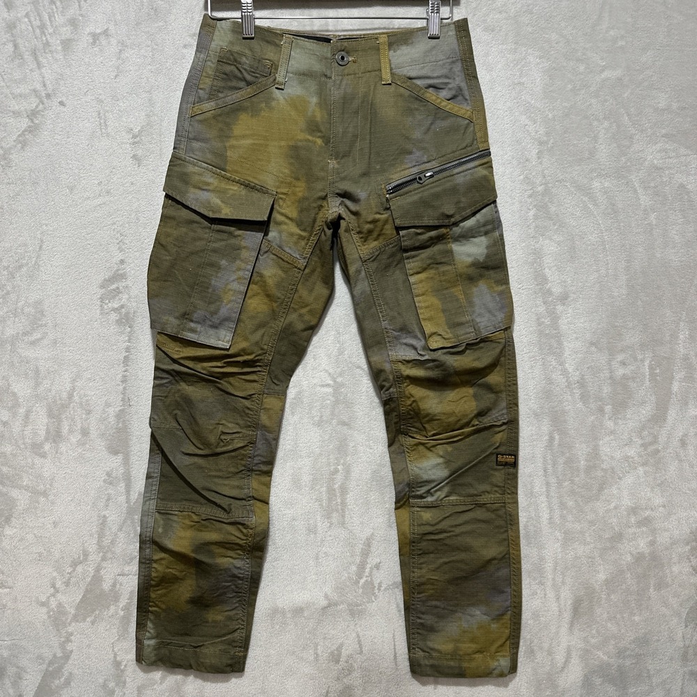 G-Star RAW Tobacco Blurry Camo Rovic Zip 3D Womens Size 27 Ripstop Pants Tapered